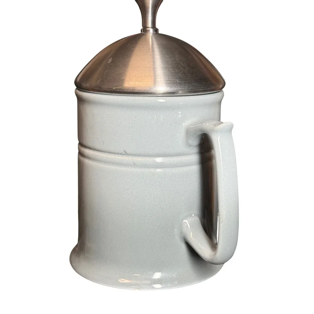Chantal Ceramic French Press 16oz Light Blue Stoneware Coffee Maker 92-FP16
